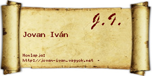 Jovan Iván névjegykártya